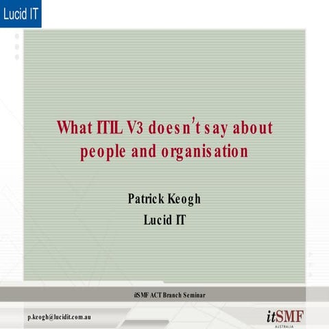 What Itil V3 Doesn’T Say About Organisational Structure