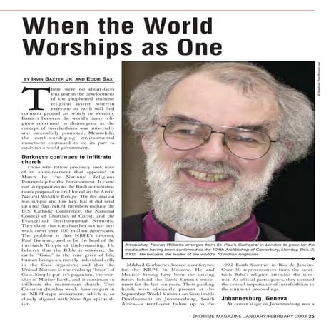 When the world worships as one   end time magazine article - jan-feb 2003