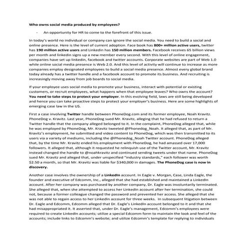 Who owns social media produced by employees