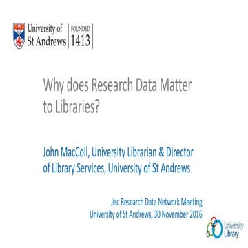 Why does research data matter to libraries