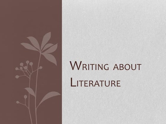 Writing about literature
