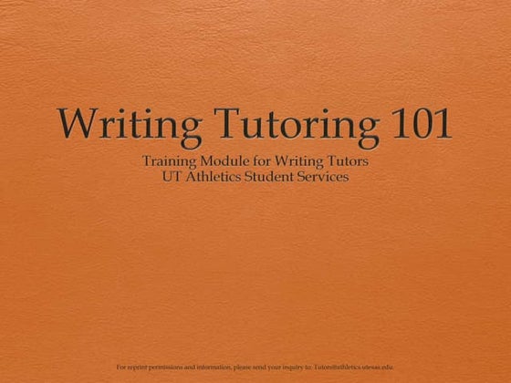 Writing Tutoring 101