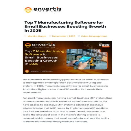Top 7 Manufacturing Software for Small Businesses Boosting Growth in 2025