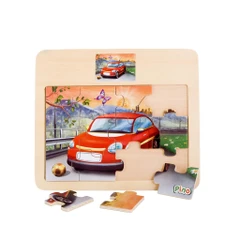 Дървен пъзел Pino Автомобил, 12 части