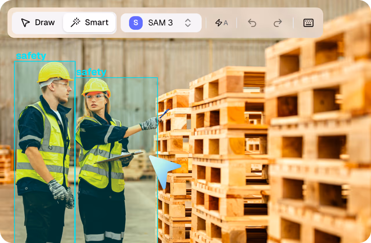 Warehouse workers labeled for object detection.