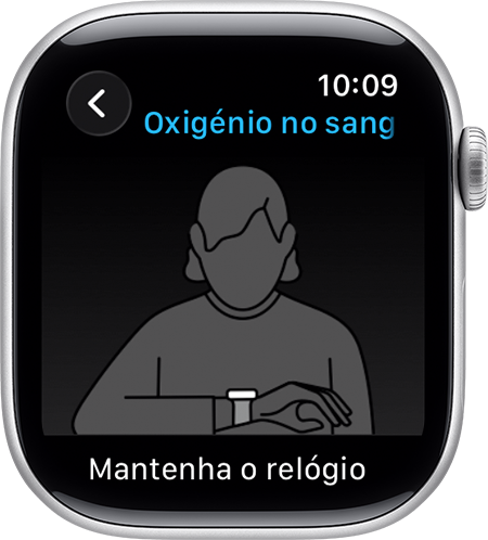 Um Apple Watch que mostra uma pessoa a usar o Apple Watch mantendo o pulso e a palma da mão para baixo e na horizontal.