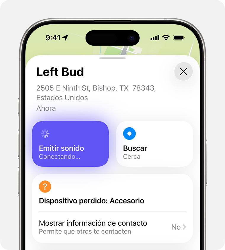Cuando los AirPods estén cerca, toca Emitir sonido y trata de escuchar la serie de pitidos.