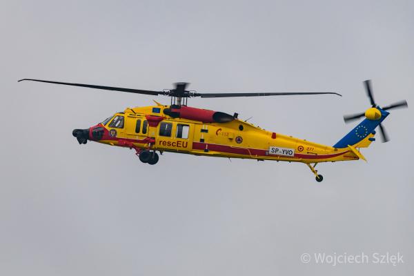 A helicopter with a rescEU sign