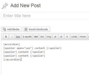 Screenshot of how to add the shortcode for the WordPress Plugin.