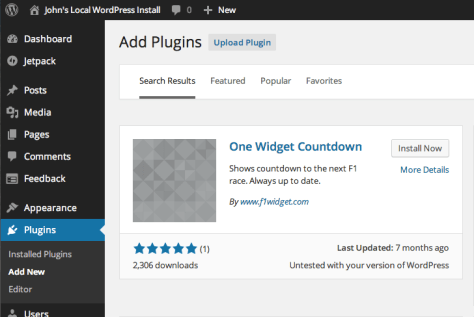 screen shot of the plugin backend