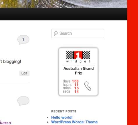 sidebar display of the widget configuration page