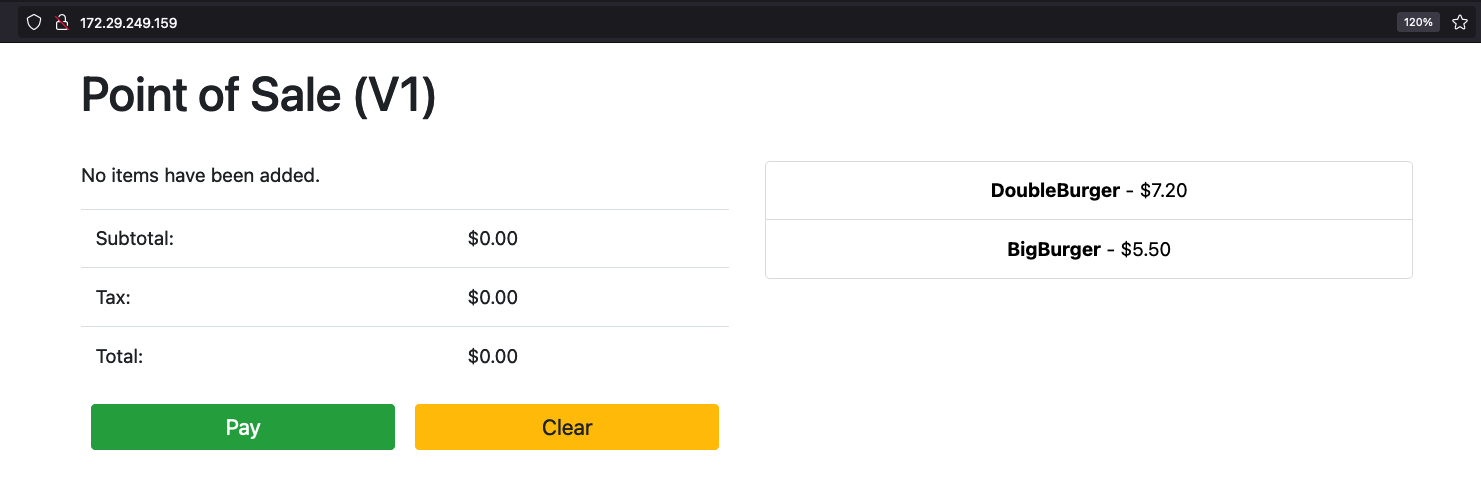 Point of sale application UI