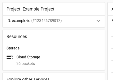  Google Cloud 控制台的螢幕截圖，其中有專案 ID 和名稱。