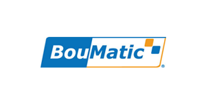BouMatic logo featuring blue and orange geometric shapes on a white background.