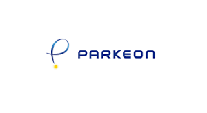 Parkeon logo featuring a stylized P with a yellow dot on a white background.