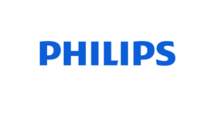 The image shows the Philips logo in blue text on a white background.