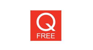 Red square with a white letter Q above the word FREE in white text.