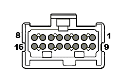 16 pin GM 15394150 harness amplifier connector view and layout
