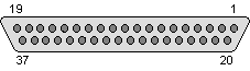 37 pin D-SUB female connector view and layout