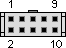 10 pin IDC female connector view and layout