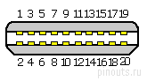 20 pin Apple Thunderbolt connector view and layout