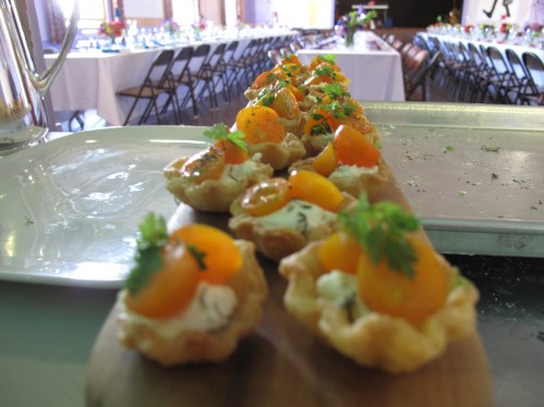 sungold and fromage blanc tartlet