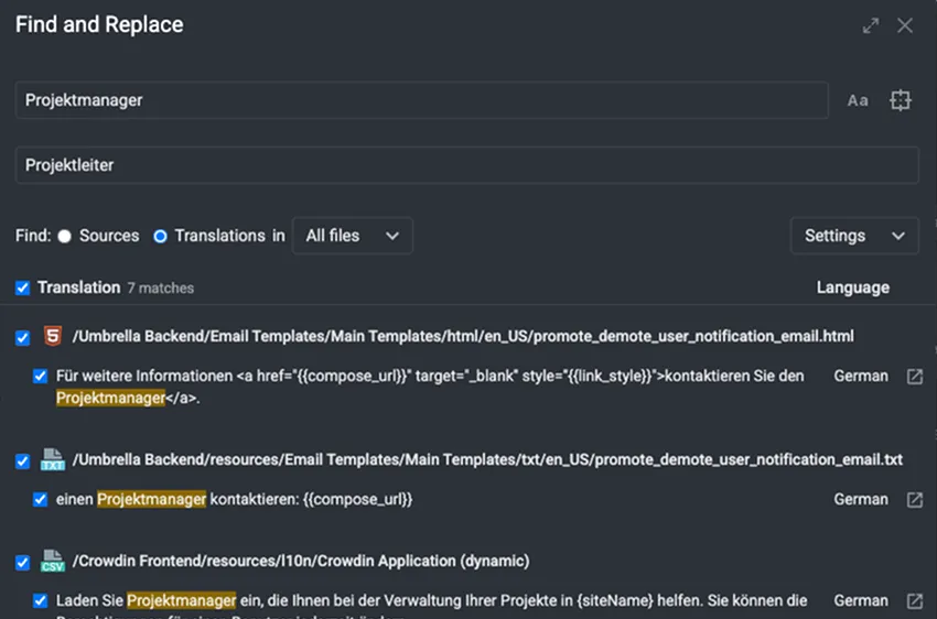 Find and Replace feature