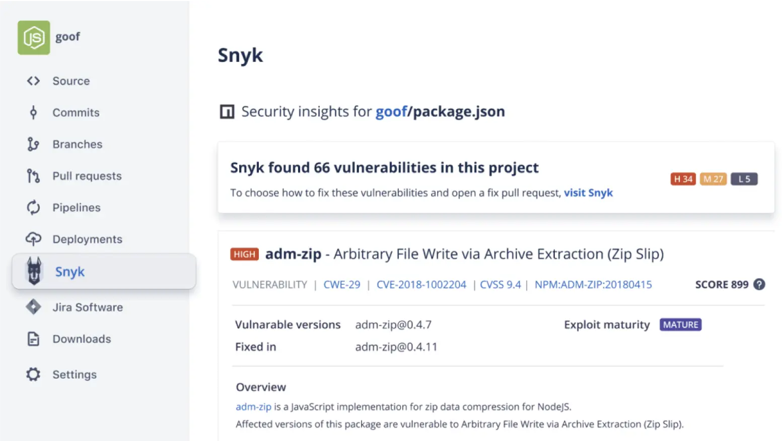Snyk 屏幕截图
