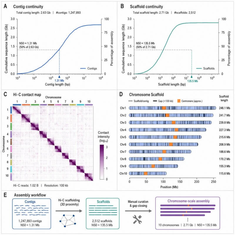 Assembly continuity and chromosome scaffolding summary