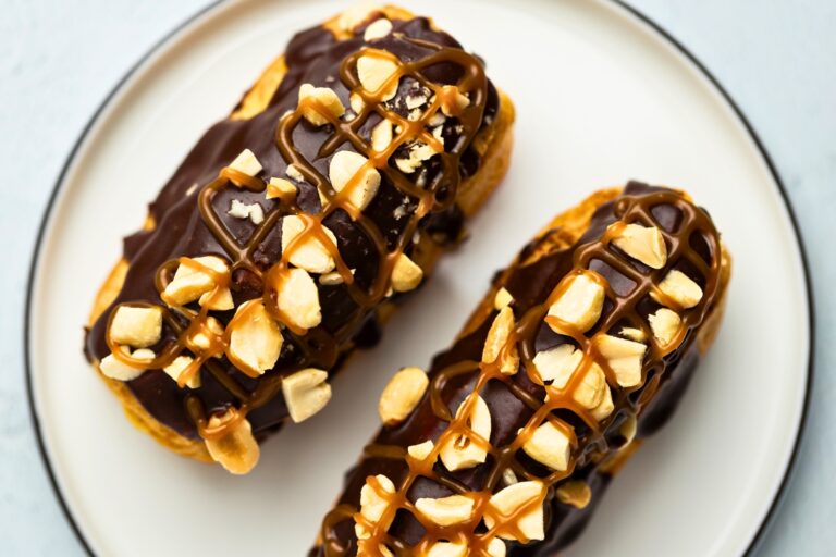 Delicious snickers eclairs
