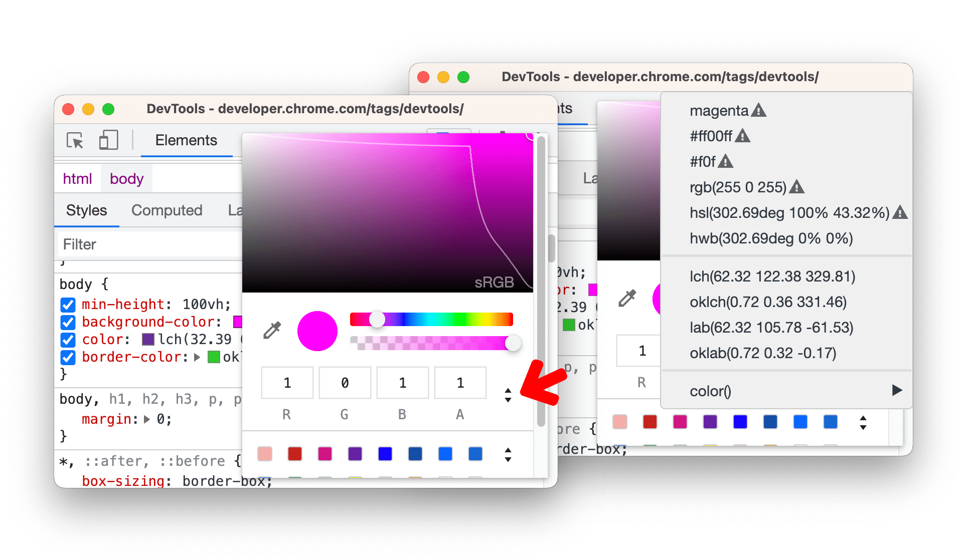 Farben zwischen Farbformaten konvertieren.