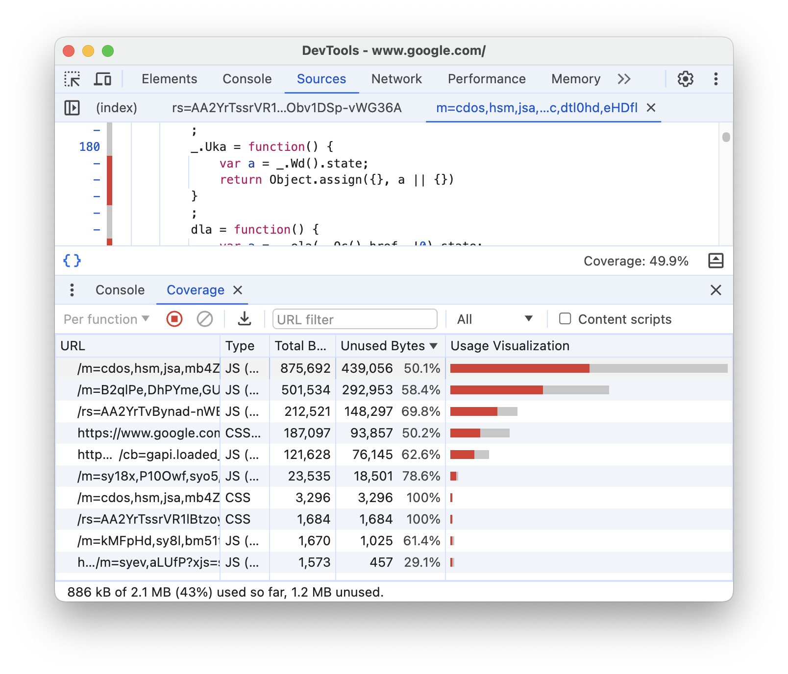 Ein Bericht zur Codeabdeckung.