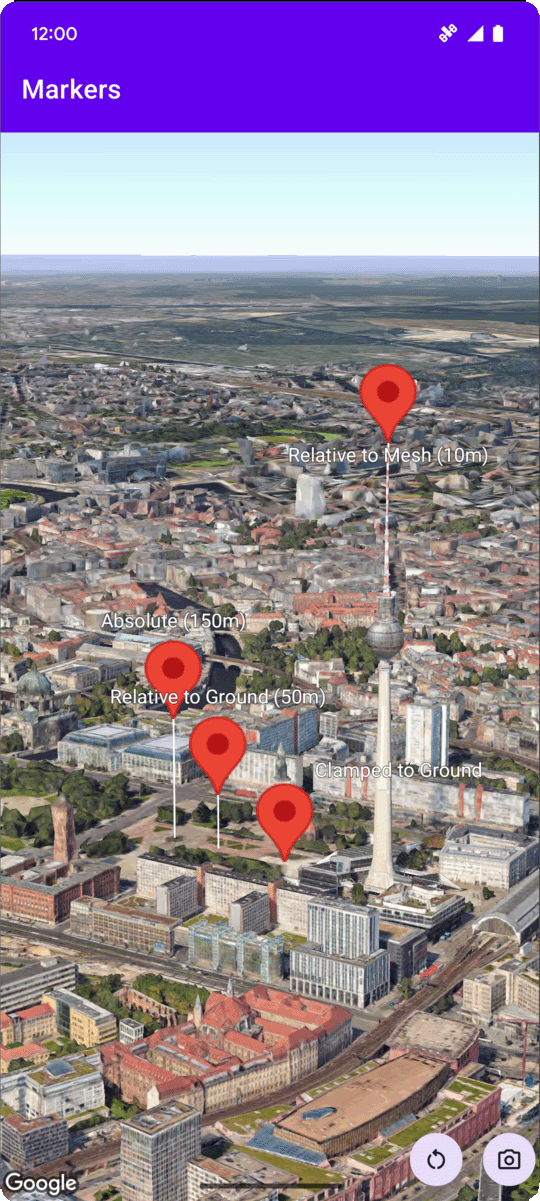 Marcadores em um mapa 3D