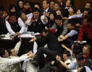 politicians-fighting - taiwan