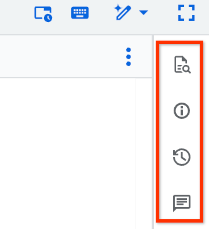 Toolbar di samping editor kueri.