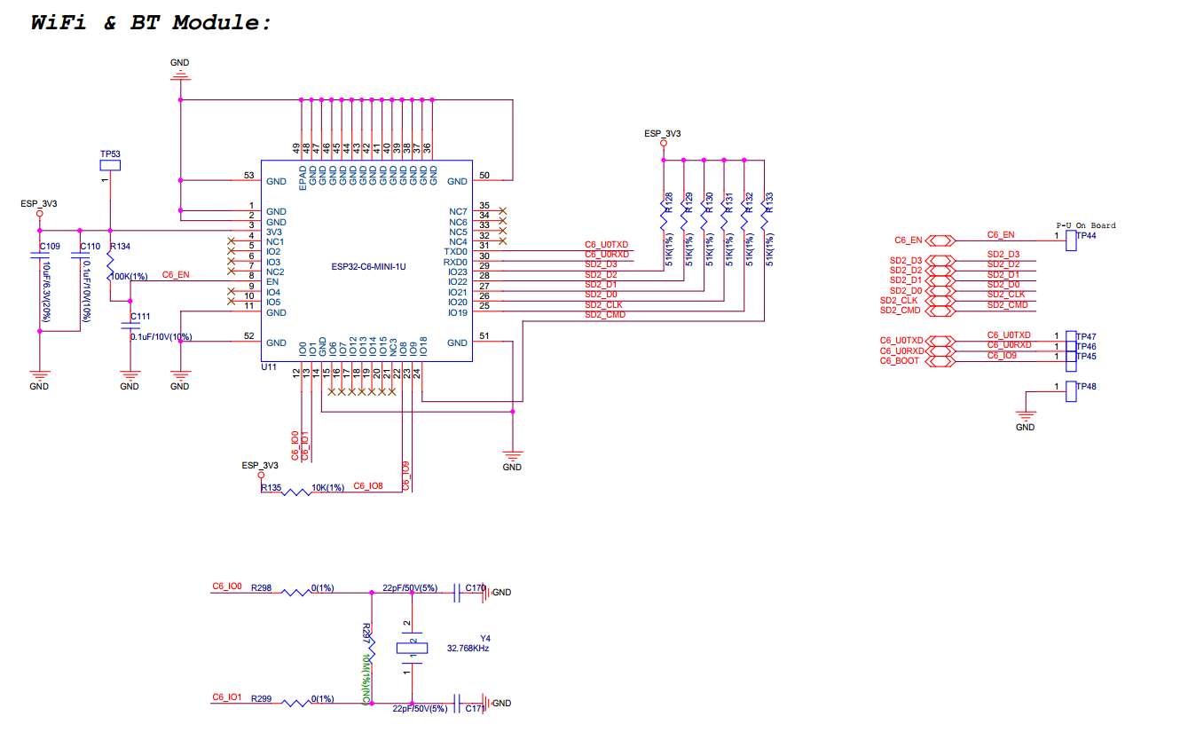 ESP32-C6-MINI-1U 模组接口电路图(点击放大)