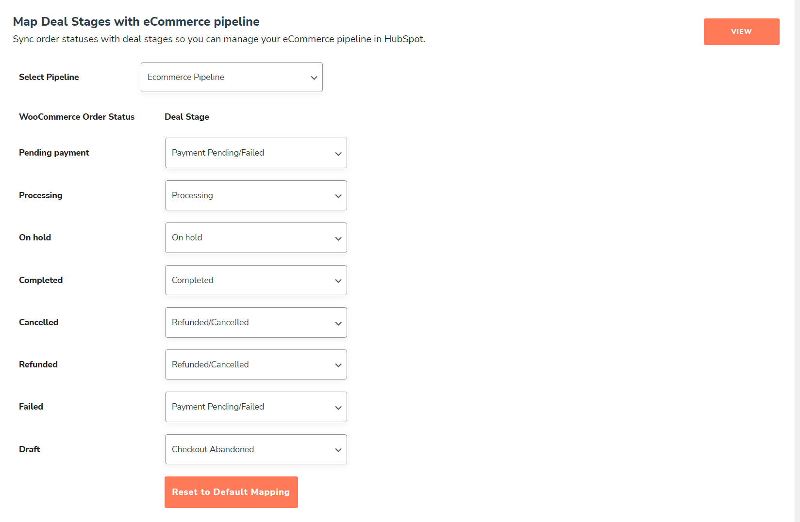 Woocommerce Integration: Map deal stages with eCommerce pipeline