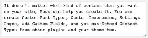 Textarea input field