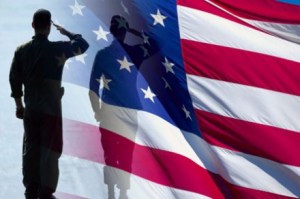 soldier and flag