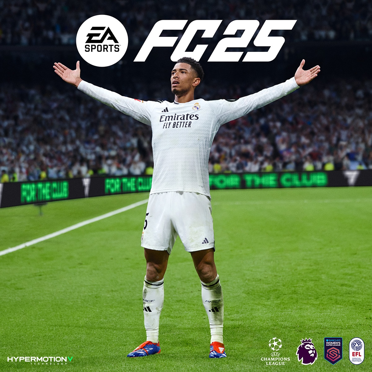 Imagen que muestra el logotipo de EA SPORTS FC 25 y Ultimate Edition encima. Posan juntos las estrellas de la portada Jude Bellingham, Aitana Bonmatí, Zinedine Zidane, Gianluigi Buffon y David Beckham.