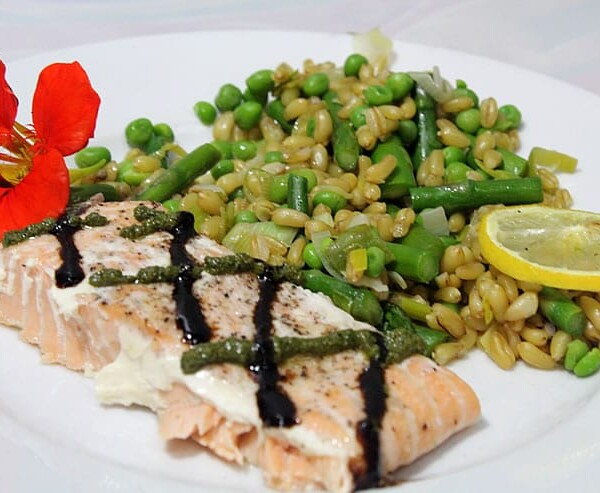 Kamut with Asparagus, Peas, and Roasted Lemon