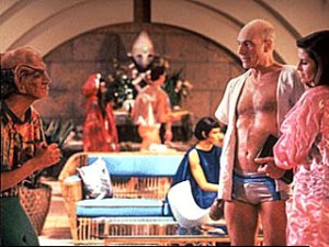 Picard's outfit in this episode leads to images which will never be forgotten....