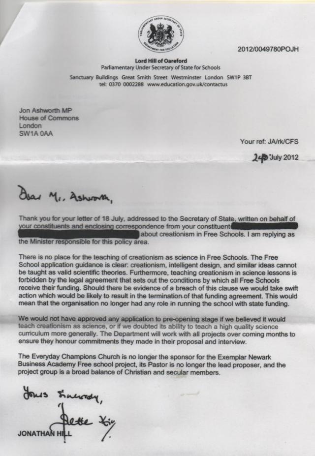 Education secretary letter