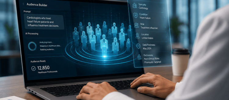 AI HCP targeting platform building a healthcare professional audience from clinical criteria and specialty data