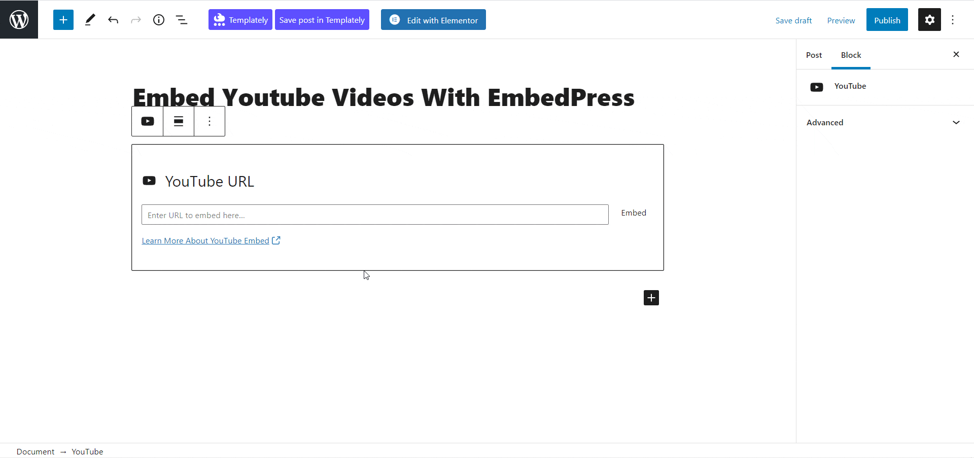 How To Embed YouTube Custom Logo & CTA Using EmbedPress 2 Youtube video in Gutenberg