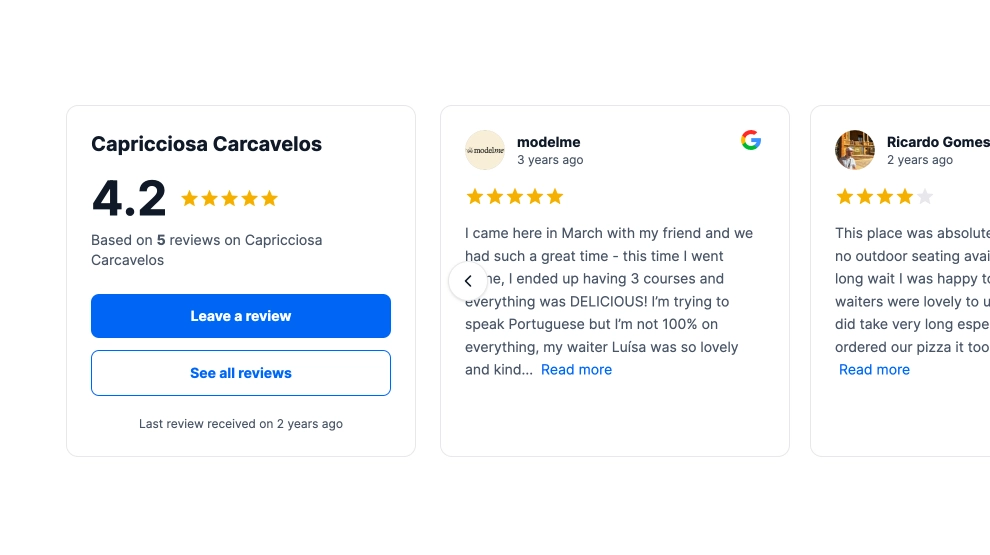 Modernes Google Reviews Karussell