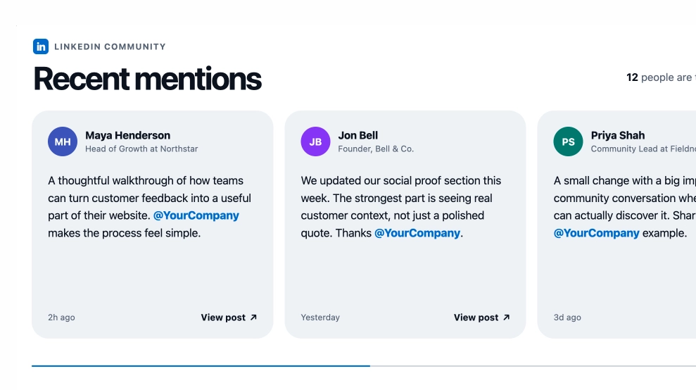 LinkedIn mentions slider