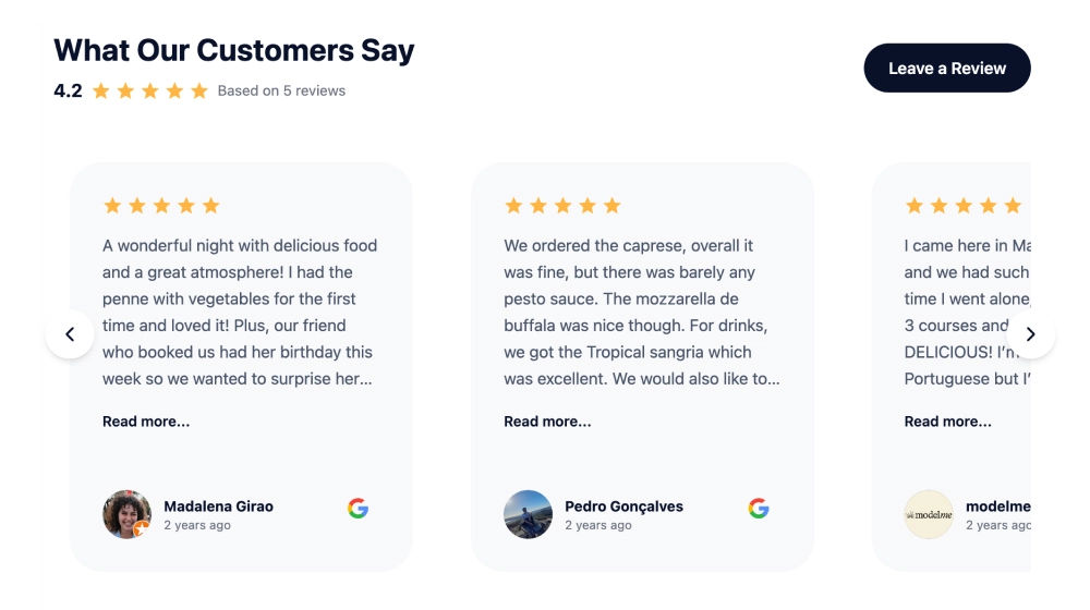 Klassisches Google Bewertungs Slider Widget