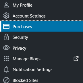 The Purchases menu item is highlighted.