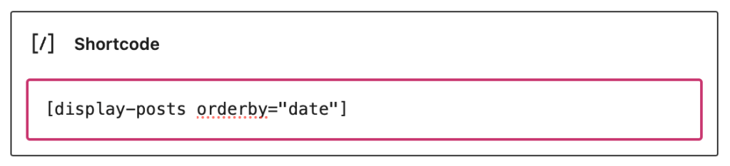 Shortcode block with shortcode.
